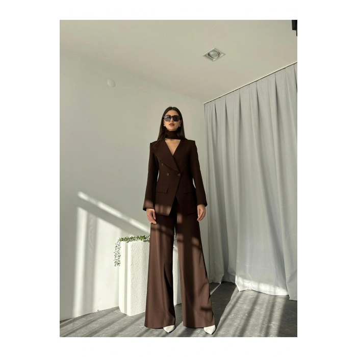 KADIN ÖZEL TASARIM AMARA KRUVAZE CEKETLİ PANTOLON TAKIM