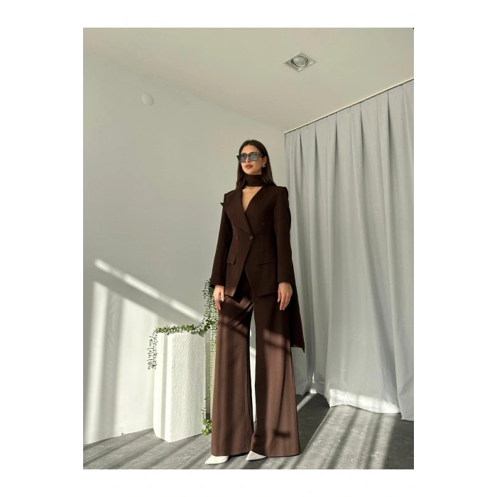 KADIN ÖZEL TASARIM AMARA KRUVAZE CEKETLİ PANTOLON TAKIM