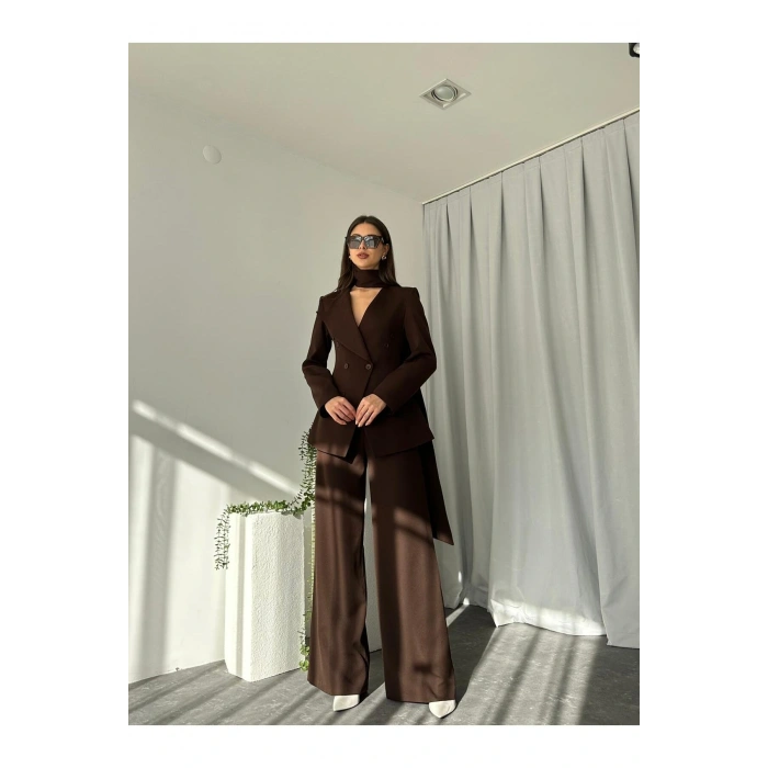 KADIN ÖZEL TASARIM AMARA KRUVAZE CEKETLİ PANTOLON TAKIM