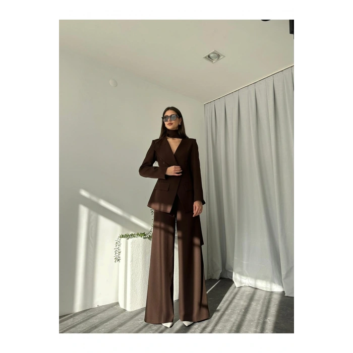 KADIN ÖZEL TASARIM AMARA KRUVAZE CEKETLİ PANTOLON TAKIM