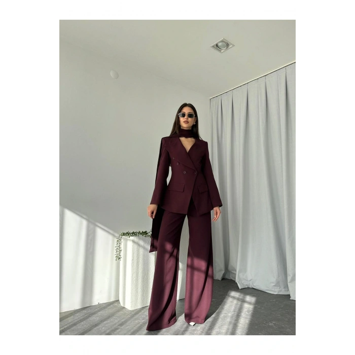 KADIN ÖZEL TASARIM AMARA KRUVAZE CEKETLİ PANTOLON TAKIM