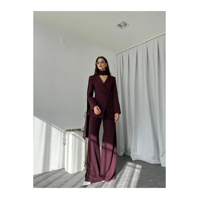 KADIN ÖZEL TASARIM AMARA KRUVAZE CEKETLİ PANTOLON TAKIM