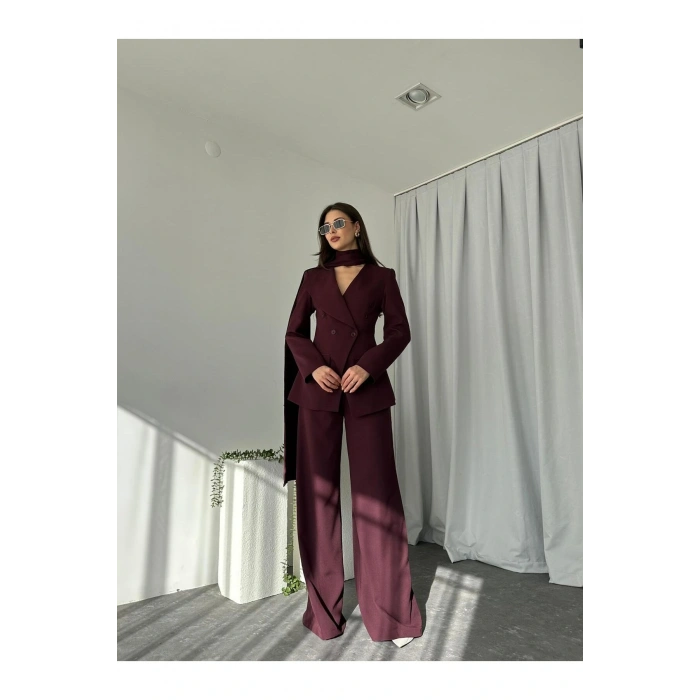 KADIN ÖZEL TASARIM AMARA KRUVAZE CEKETLİ PANTOLON TAKIM