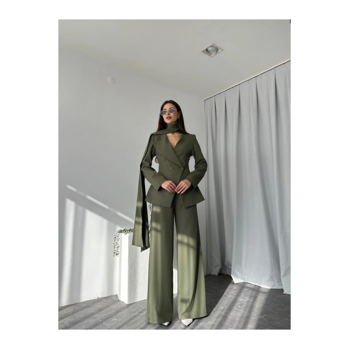 KADIN ÖZEL TASARIM AMARA KRUVAZE CEKETLİ PANTOLON TAKIM