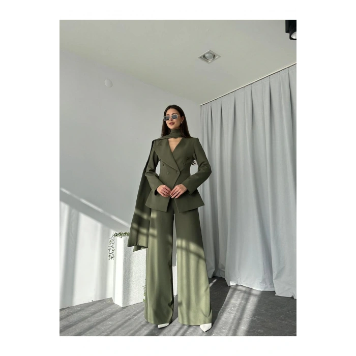 KADIN ÖZEL TASARIM AMARA KRUVAZE CEKETLİ PANTOLON TAKIM