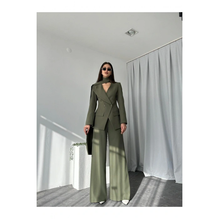 KADIN ÖZEL TASARIM AMARA KRUVAZE CEKETLİ PANTOLON TAKIM