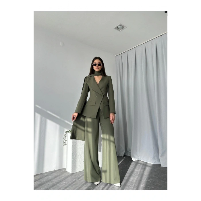 KADIN ÖZEL TASARIM AMARA KRUVAZE CEKETLİ PANTOLON TAKIM