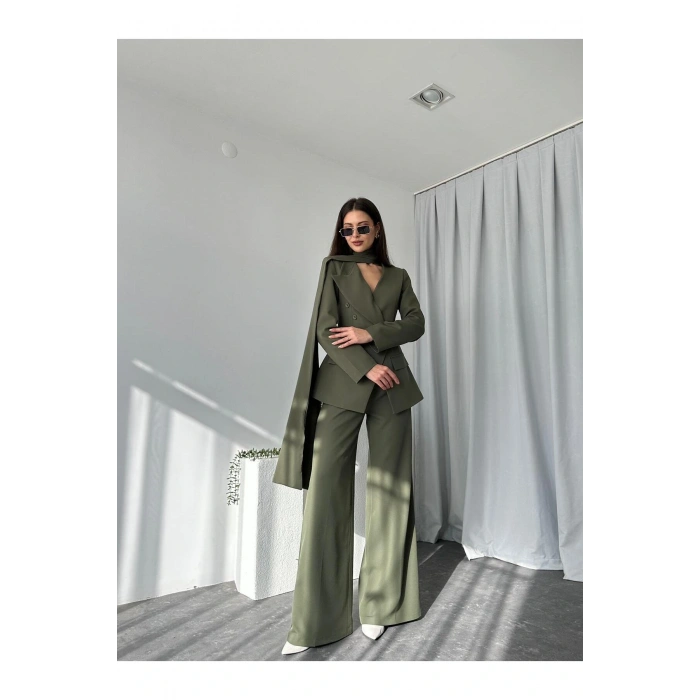 KADIN ÖZEL TASARIM AMARA KRUVAZE CEKETLİ PANTOLON TAKIM