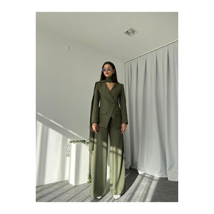 KADIN ÖZEL TASARIM AMARA KRUVAZE CEKETLİ PANTOLON TAKIM