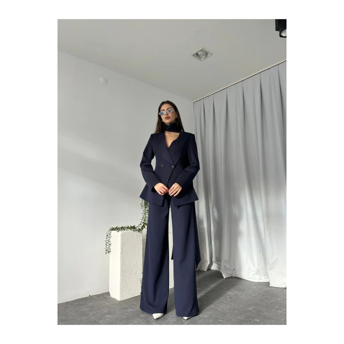 KADIN ÖZEL TASARIM AMARA KRUVAZE CEKETLİ PANTOLON TAKIM