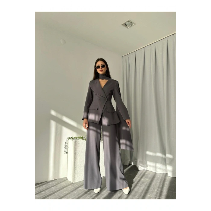 KADIN ÖZEL TASARIM AMARA KRUVAZE CEKETLİ PANTOLON TAKIM