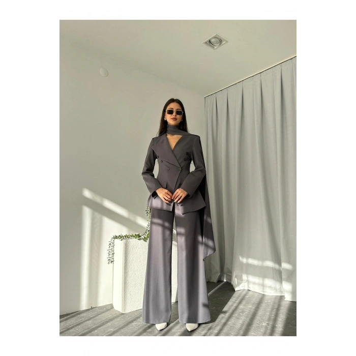 KADIN ÖZEL TASARIM AMARA KRUVAZE CEKETLİ PANTOLON TAKIM