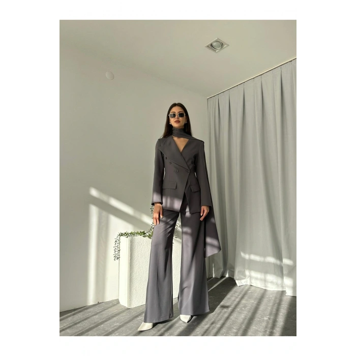 KADIN ÖZEL TASARIM AMARA KRUVAZE CEKETLİ PANTOLON TAKIM