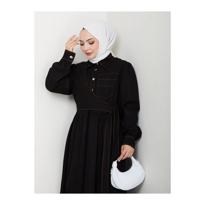 KADIN BAĞLAMALI DATAYLI KOT ELBİSE