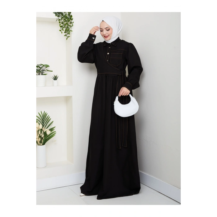 KADIN BAĞLAMALI DATAYLI KOT ELBİSE