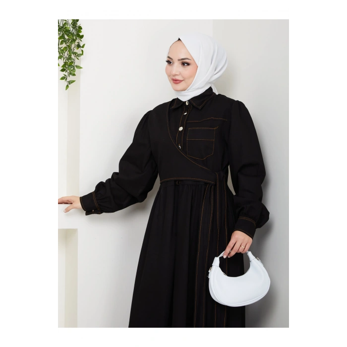 KADIN BAĞLAMALI DATAYLI KOT ELBİSE