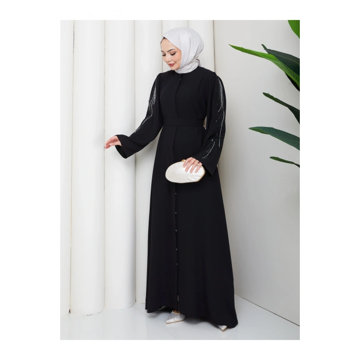 TAŞLİ ABAYA TESETTÜR GIYIM KADIN FERACE ELBISE