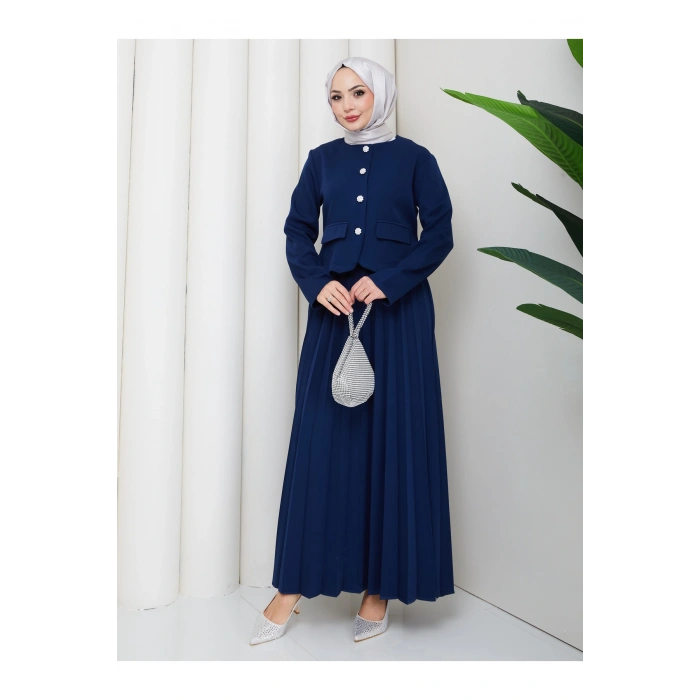 KADIN CEKET PİLELİ ETEKLI TESETTÜR TAKIM