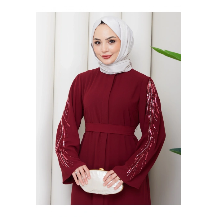 TAŞLİ ABAYA TESETTÜR GIYIM KADIN FERACE ELBISE