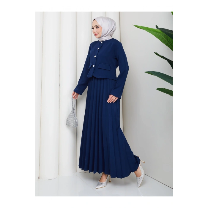 KADIN CEKET PİLELİ ETEKLI TESETTÜR TAKIM