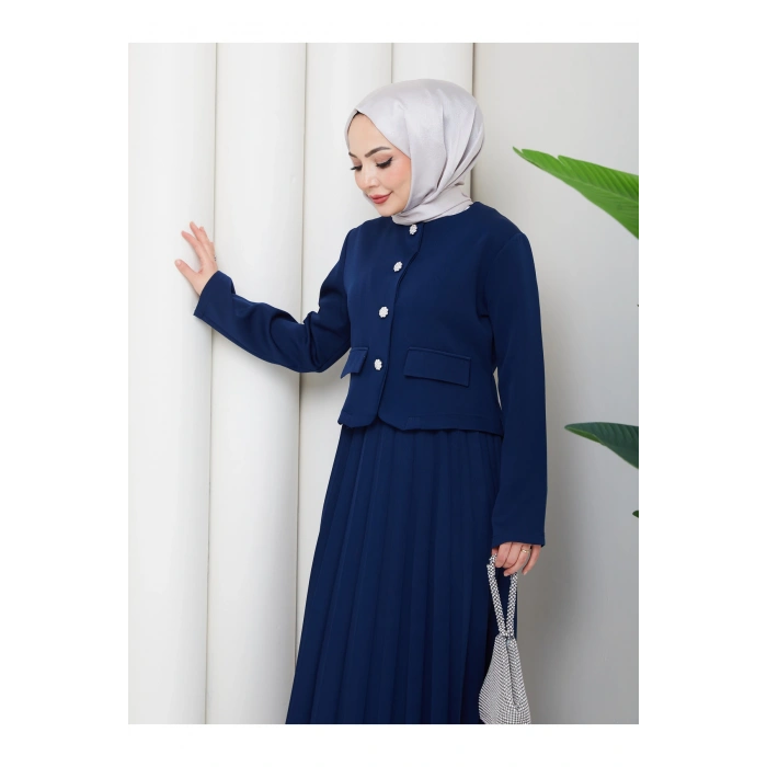 KADIN CEKET PİLELİ ETEKLI TESETTÜR TAKIM