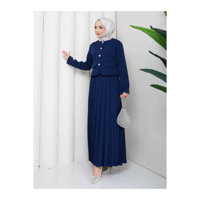 KADIN CEKET PİLELİ ETEKLI TESETTÜR TAKIM