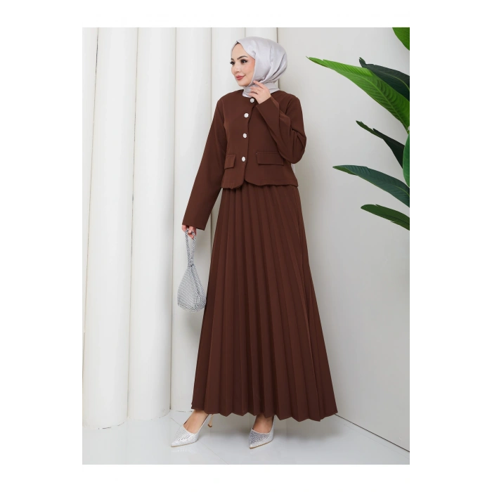 KADIN CEKET PİLELİ ETEKLI TESETTÜR TAKIM