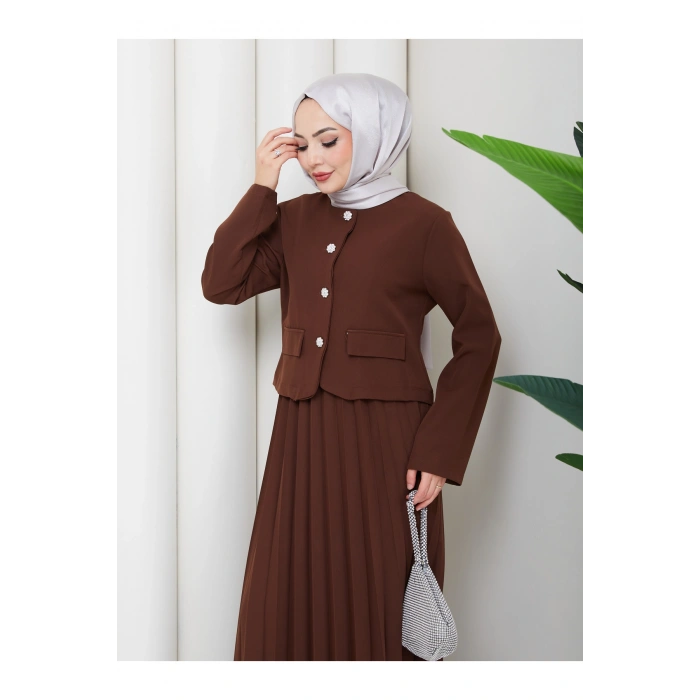 KADIN CEKET PİLELİ ETEKLI TESETTÜR TAKIM