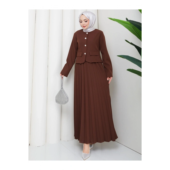 KADIN CEKET PİLELİ ETEKLI TESETTÜR TAKIM