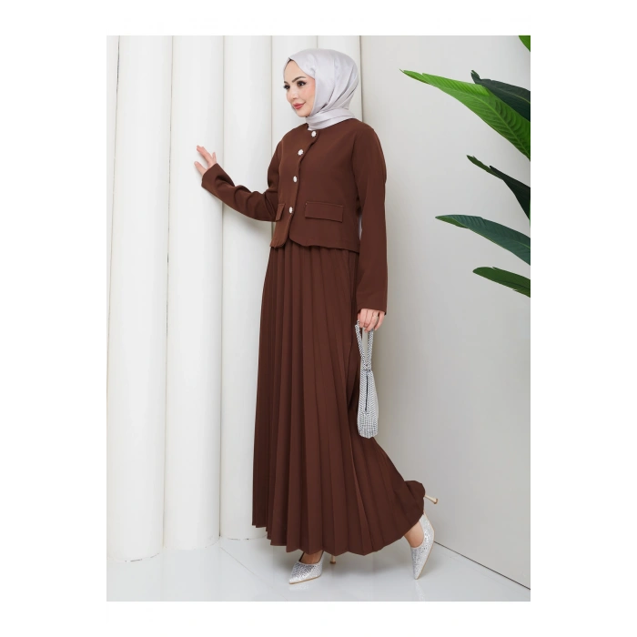 KADIN CEKET PİLELİ ETEKLI TESETTÜR TAKIM