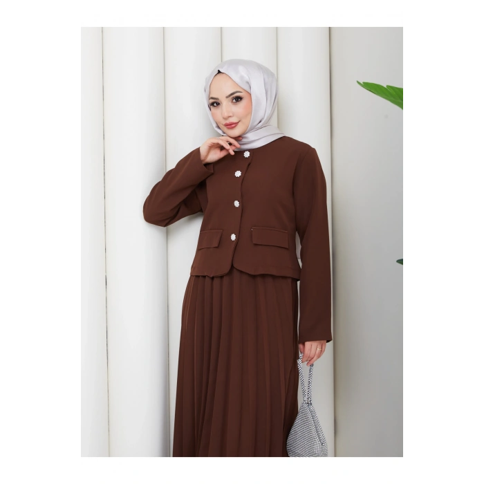 KADIN CEKET PİLELİ ETEKLI TESETTÜR TAKIM