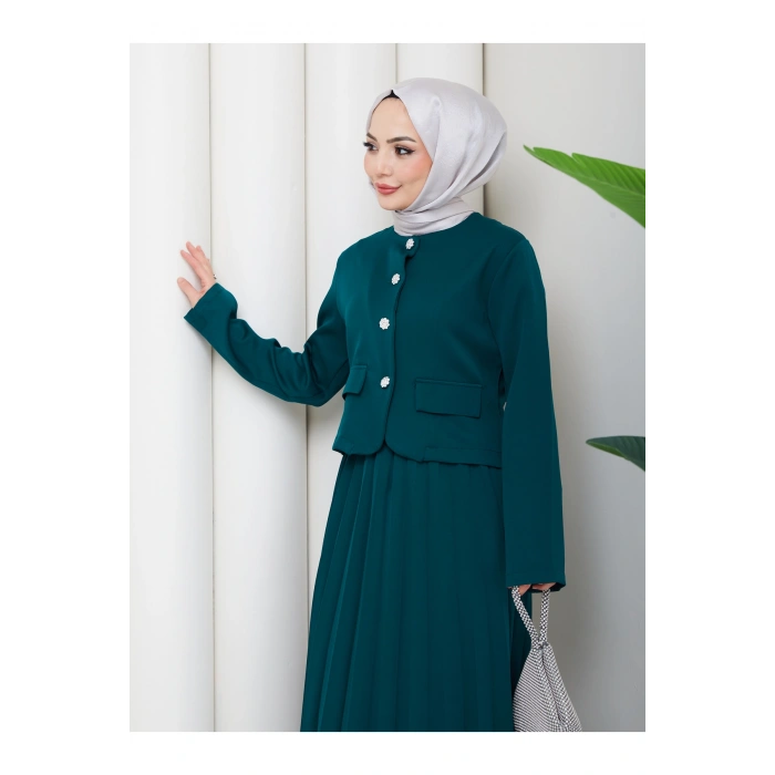 KADIN CEKET PİLELİ ETEKLI TESETTÜR TAKIM