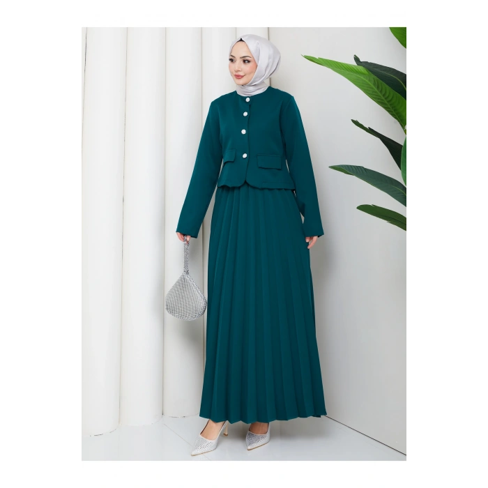 KADIN CEKET PİLELİ ETEKLI TESETTÜR TAKIM