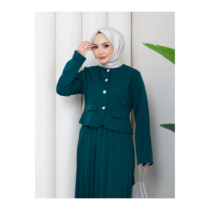 KADIN CEKET PİLELİ ETEKLI TESETTÜR TAKIM