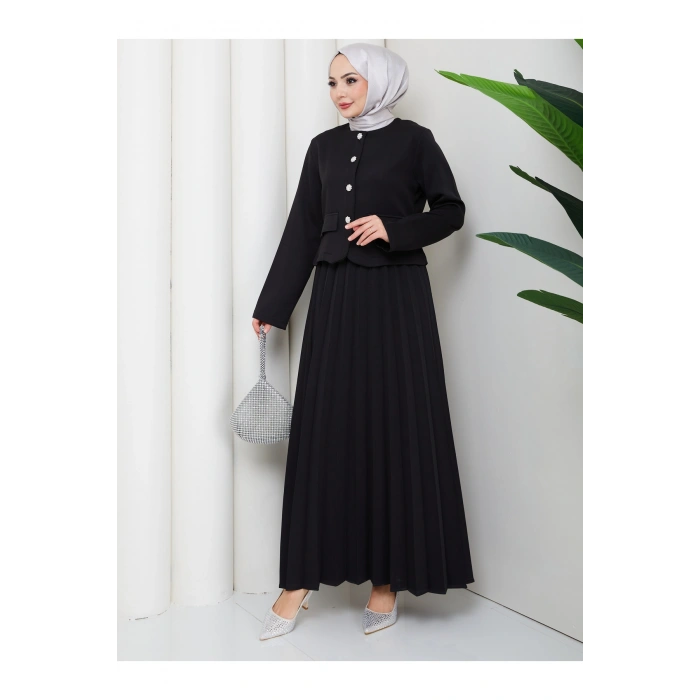 KADIN CEKET PİLELİ ETEKLI TESETTÜR TAKIM