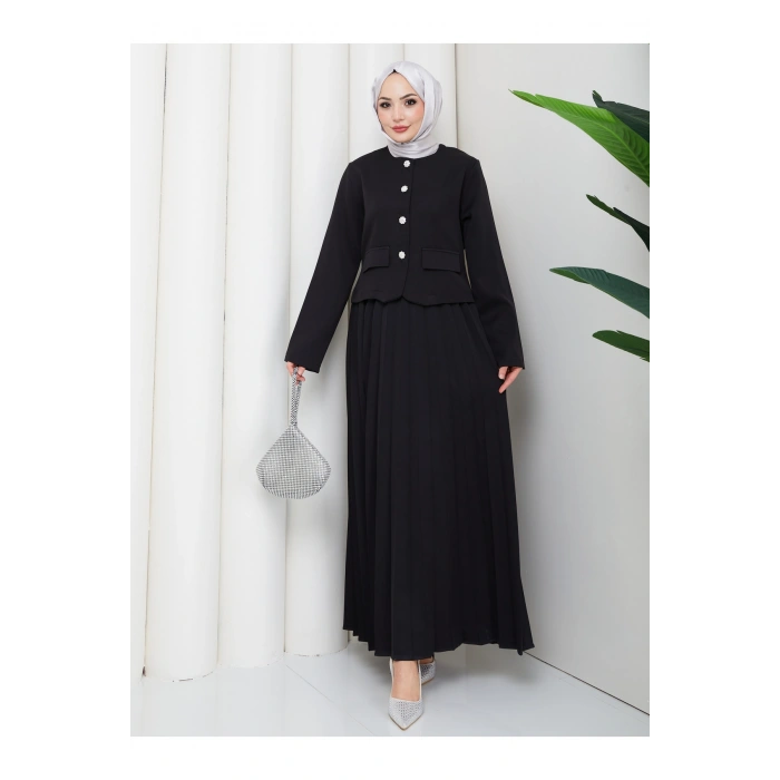 KADIN CEKET PİLELİ ETEKLI TESETTÜR TAKIM