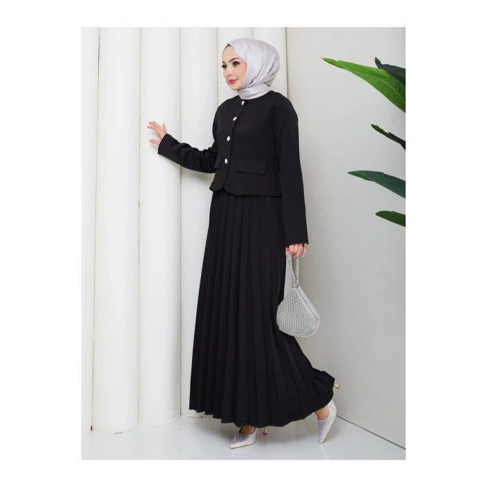 KADIN CEKET PİLELİ ETEKLI TESETTÜR TAKIM