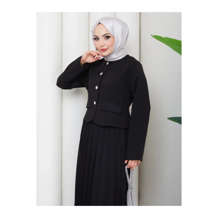KADIN CEKET PİLELİ ETEKLI TESETTÜR TAKIM