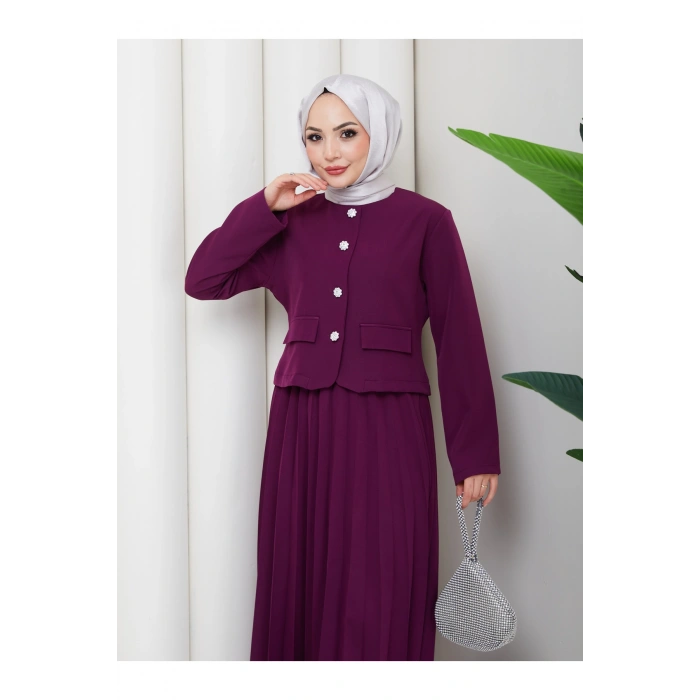 KADIN CEKET PİLELİ ETEKLI TESETTÜR TAKIM