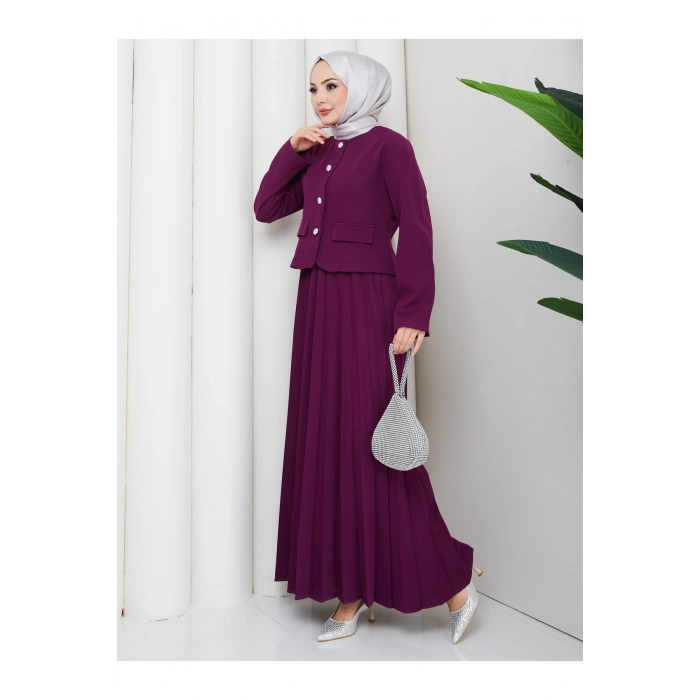 KADIN CEKET PİLELİ ETEKLI TESETTÜR TAKIM