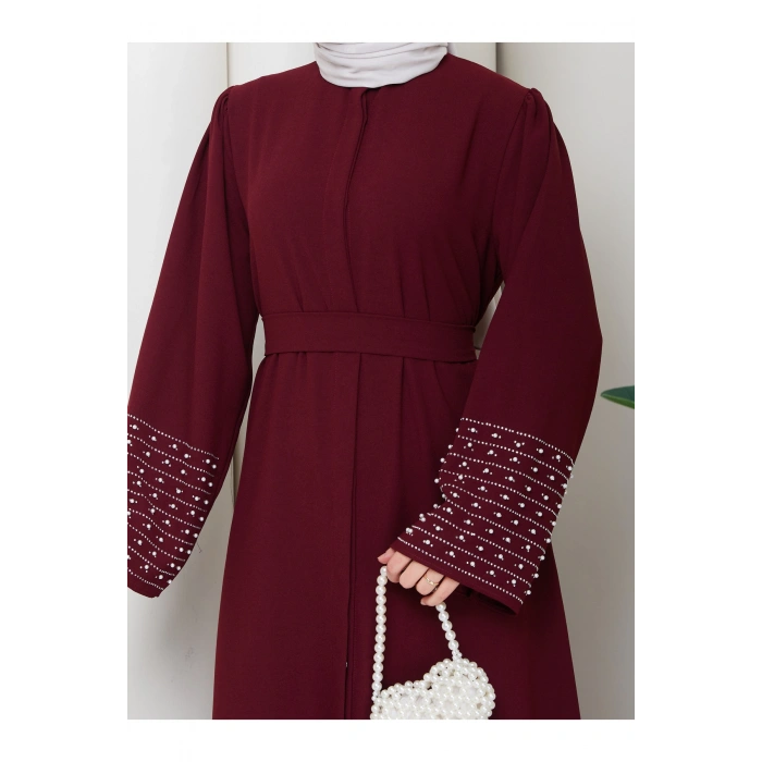 KOLU TAŞLİ ABAYA TESETTÜR GIYIM KADIN FERACE ELBISE