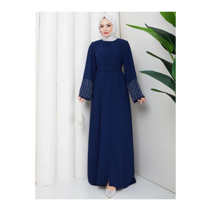 KOLU TAŞLİ ABAYA TESETTÜR GIYIM KADIN FERACE ELBISE