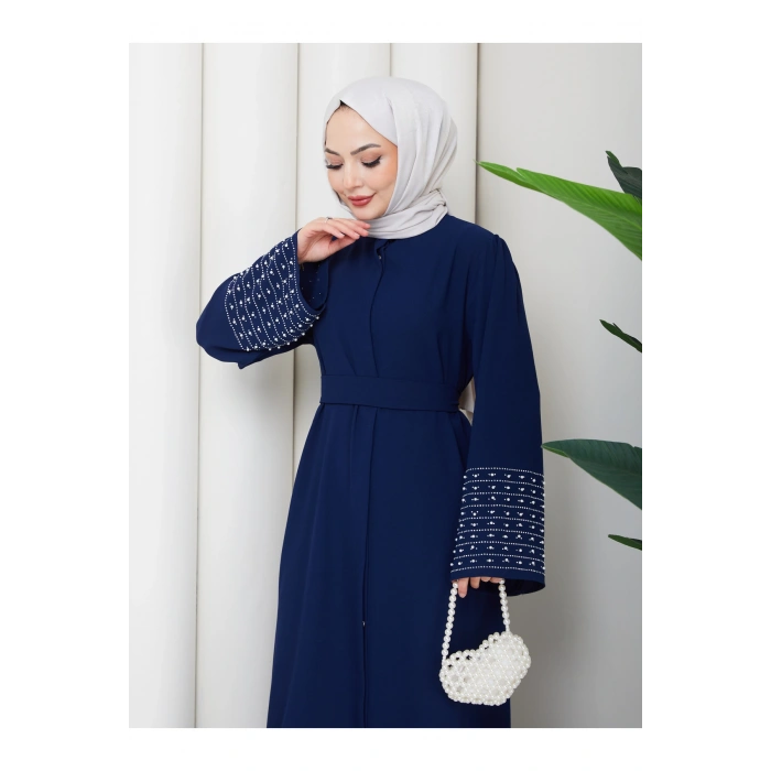 KOLU TAŞLİ ABAYA TESETTÜR GIYIM KADIN FERACE ELBISE