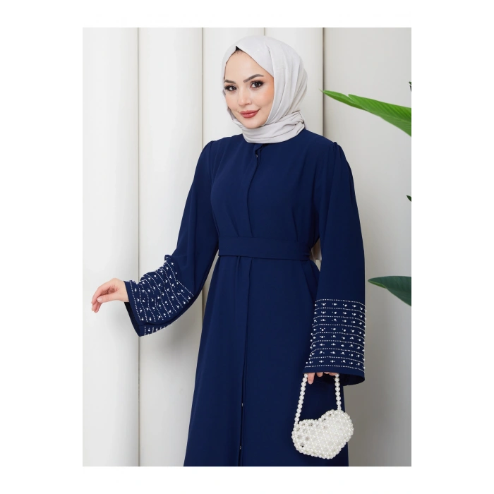 KOLU TAŞLİ ABAYA TESETTÜR GIYIM KADIN FERACE ELBISE