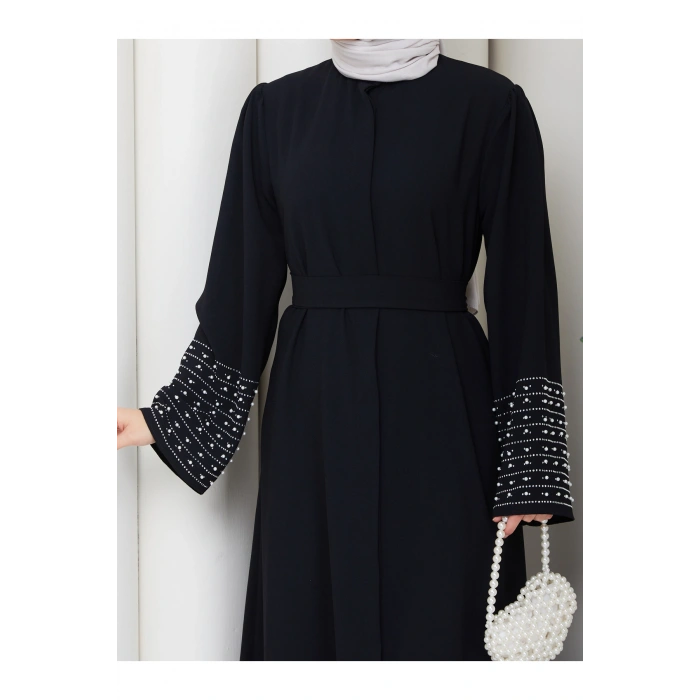 KOLU TAŞLİ ABAYA TESETTÜR GIYIM KADIN FERACE ELBISE