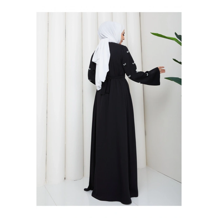 KADIN KOLU TAŞLİ İKİLİ ABİYE TAKIM TESETTÜR ELBİSE İKİ PARÇA