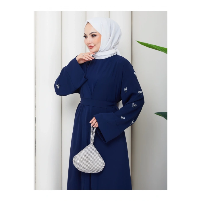 KADIN KOLU TAŞLİ İKİLİ ABİYE TAKIM TESETTÜR ELBİSE İKİ PARÇA