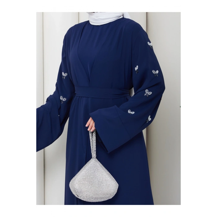 KADIN KOLU TAŞLİ İKİLİ ABİYE TAKIM TESETTÜR ELBİSE İKİ PARÇA