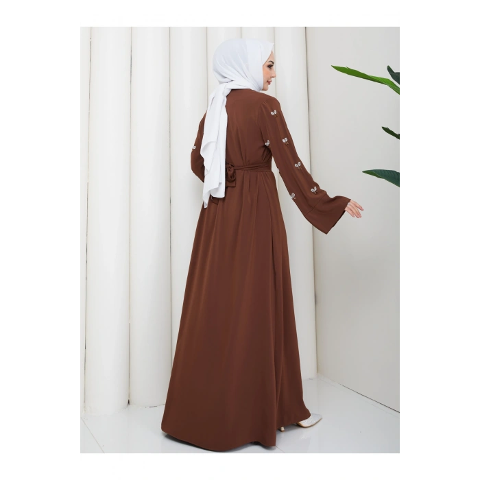 KADIN KOLU TAŞLİ İKİLİ ABİYE TAKIM TESETTÜR ELBİSE İKİ PARÇA