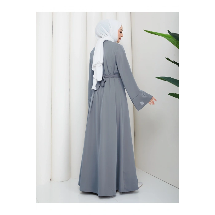 KADIN KOLU NAKŞLİ DETAYLİ İKİLİ ABİYE TESETTÜR ELBİSE İKİ PARÇA